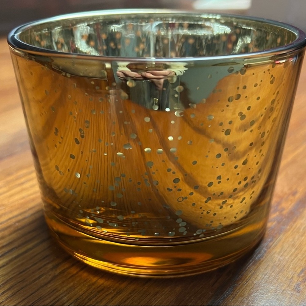 Gold Glimmer Glass Candle Holder